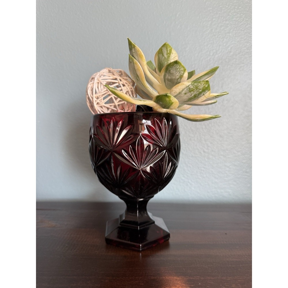 Vintage‎ Luminarc Arcoroc France Red Ruby Glass Pedestal Candy Dish Goblet
